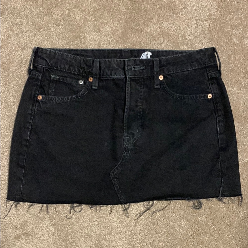 Black Denim Mini Skirt